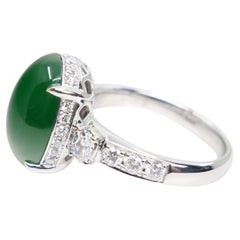 Anello da cocktail con giada naturale certificata e diamanti. Il miglior Greene & Greene!