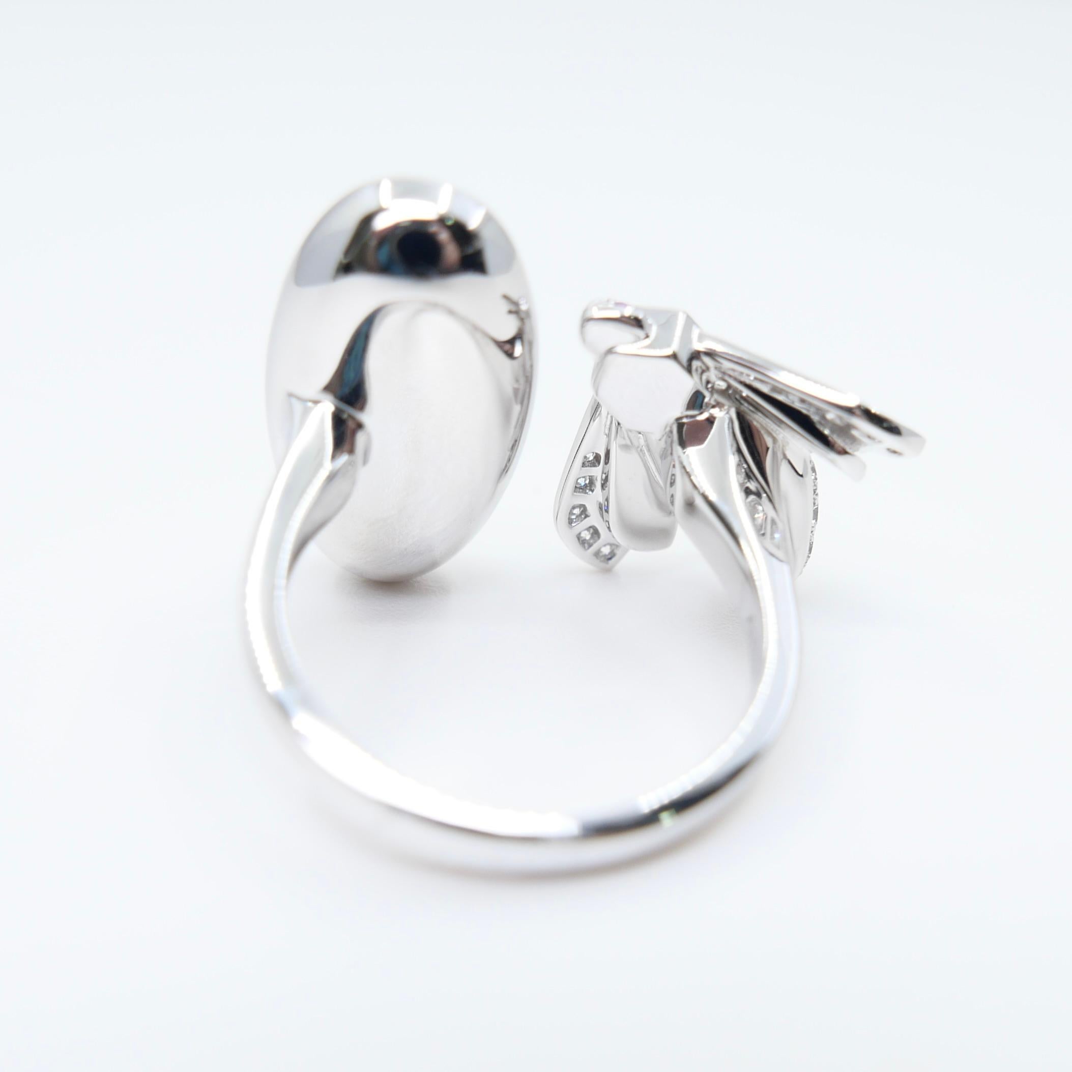Women's Certified Natural Jade, Rubies & Diamond Bee Cocktail Ring. Best Imperial Green! For Sale