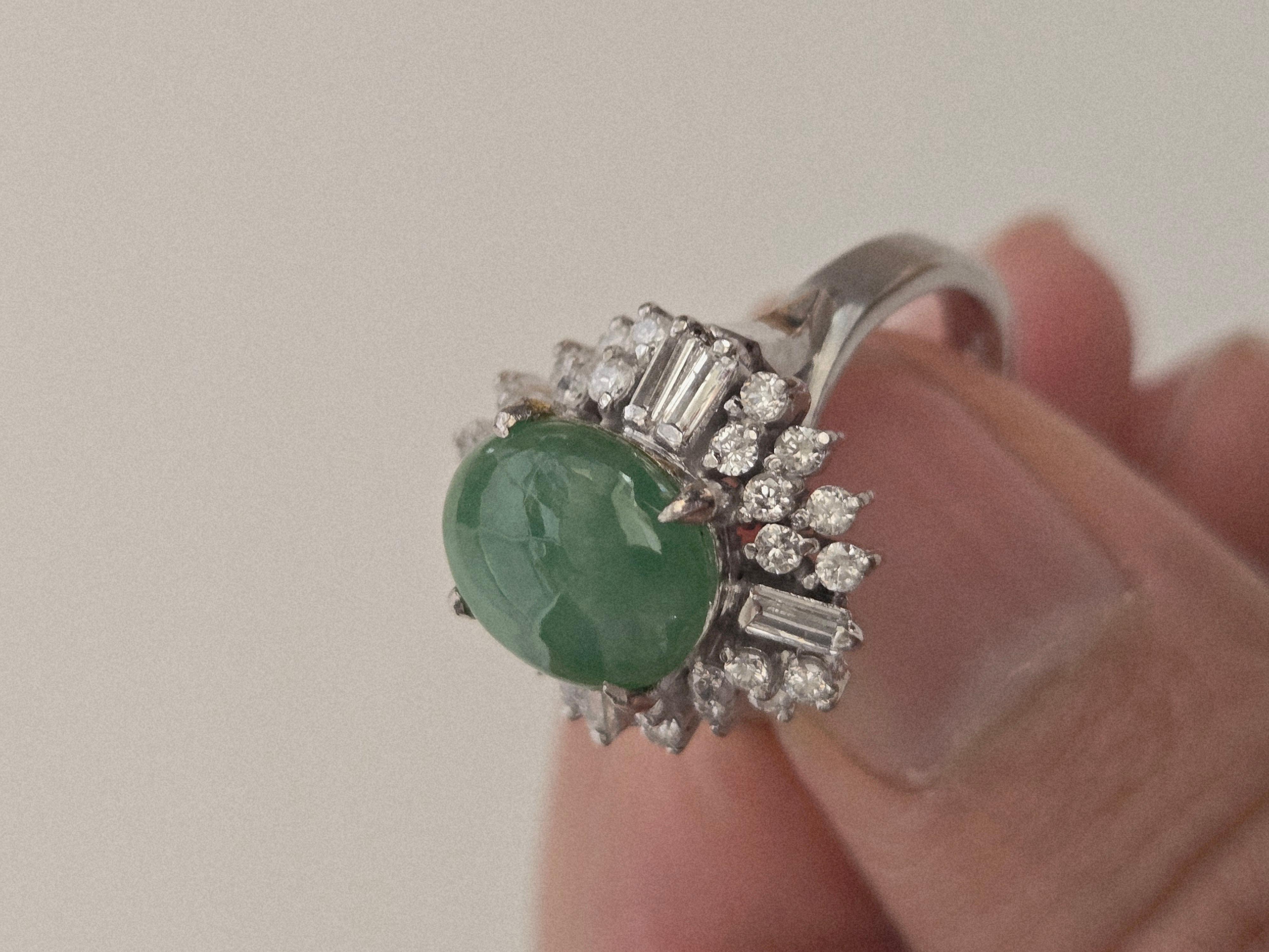 Zertifizierter Cocktailring aus natürlichem Jadeit und Diamant aus Platin im Angebot 6