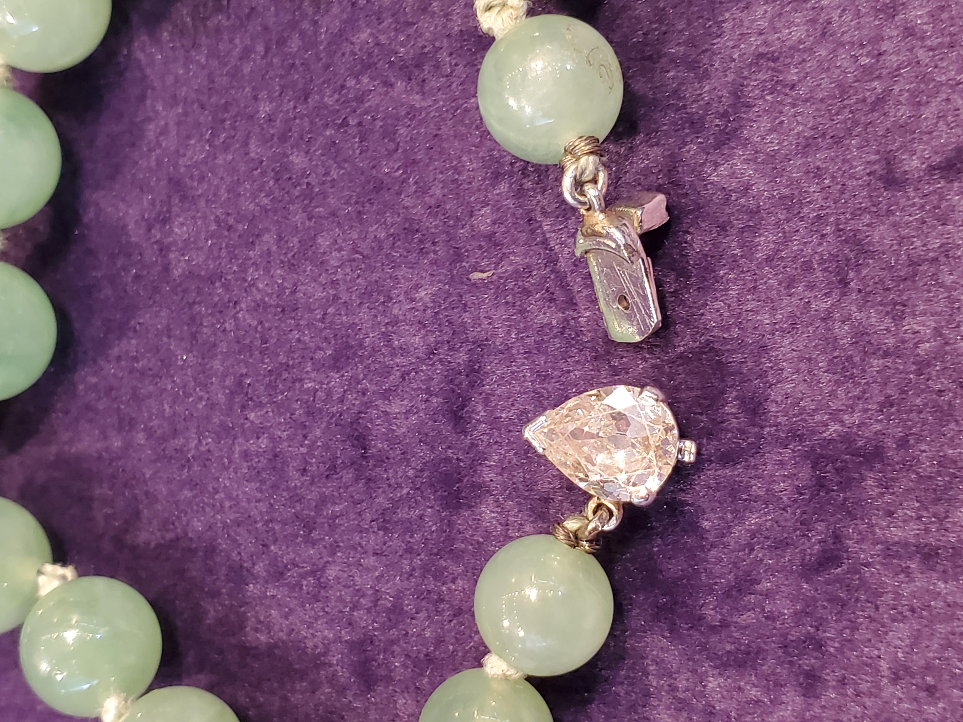 Women's or Men's Certified Natural Jadeite Jade Bead Necklace For Sale