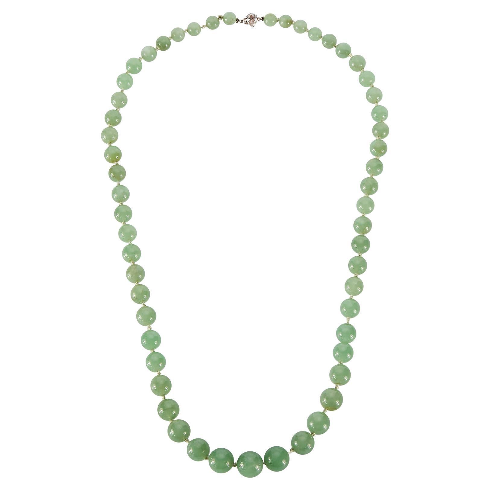 Certified Natural Jadeite Jade Bead Necklace