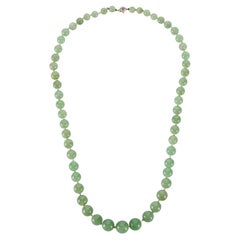 Vintage Certified Natural Jadeite Jade Bead Necklace