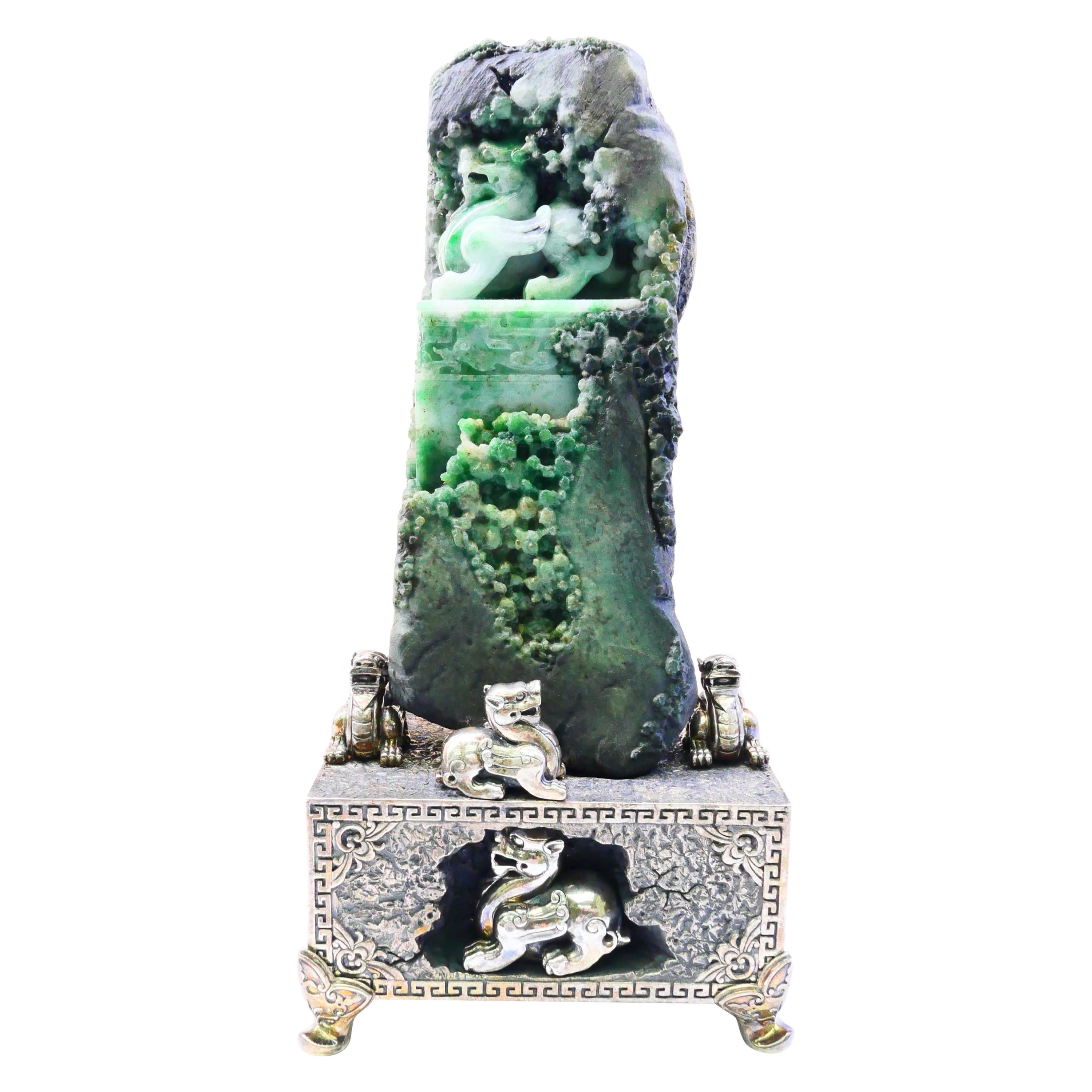 Certified Natural Jadeite Jade Decoration, 
