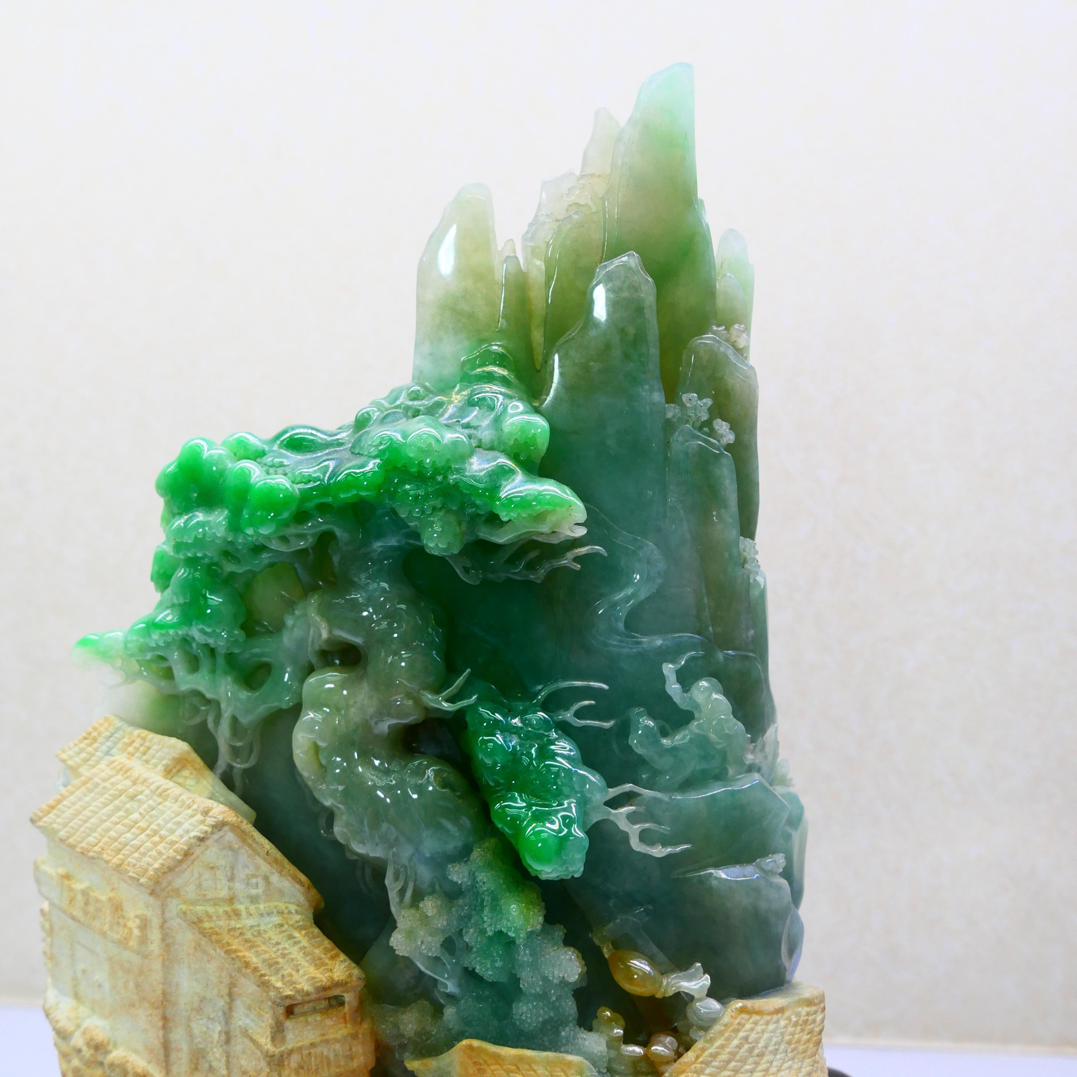 Zertifizierte natürliche Jade-Dekoration mit dem Titel „My Beautiful Home Town“ im Angebot 1