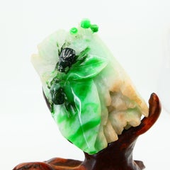 Certified Natural Jadeite Jade Decoration, Titled "Rich World", circa 1911-1949