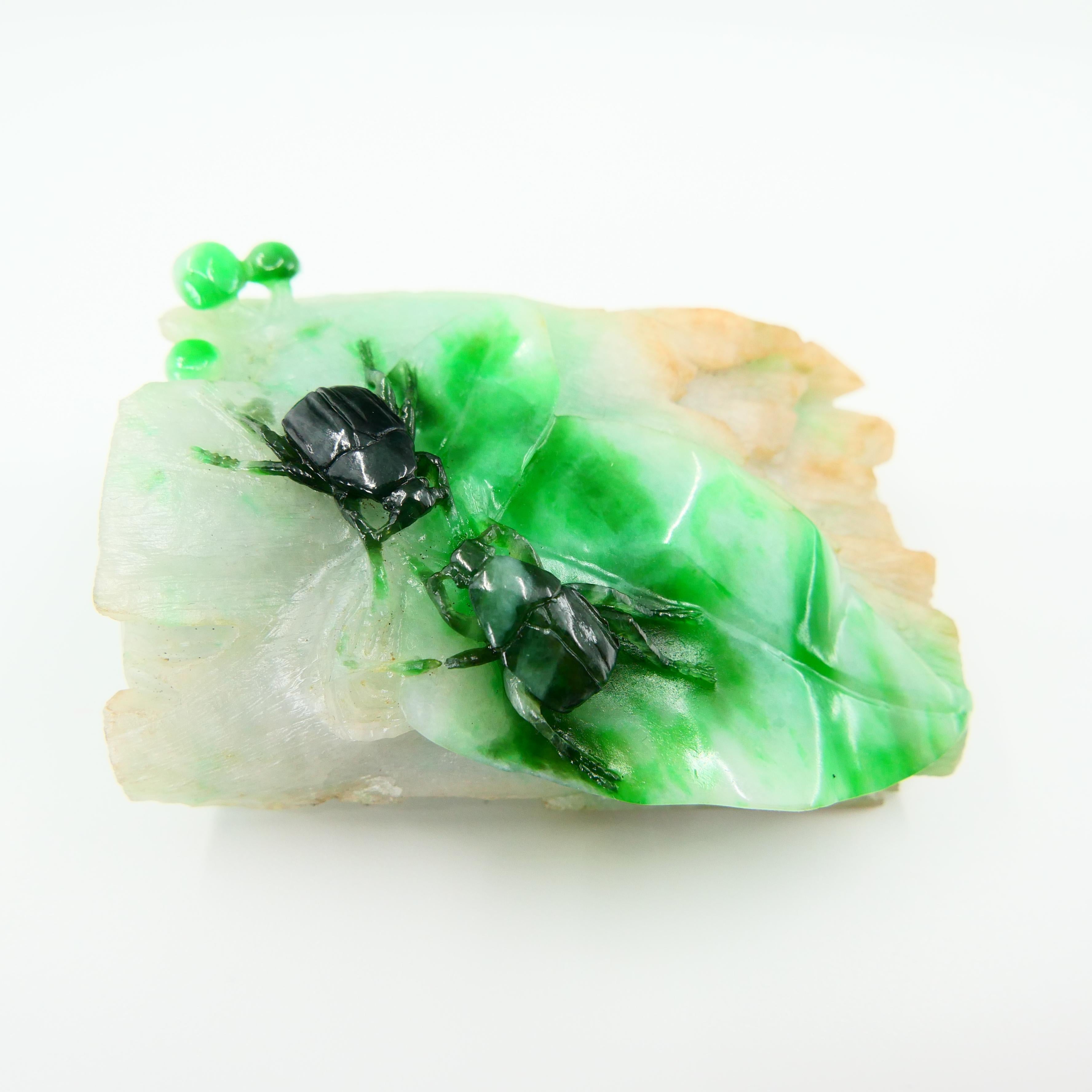 Certified Natural Jadeite Jade Decoration, Titled 