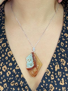 Certified Natural Jadeite Jade Diamond Pendant Necklace, Dragon Motif