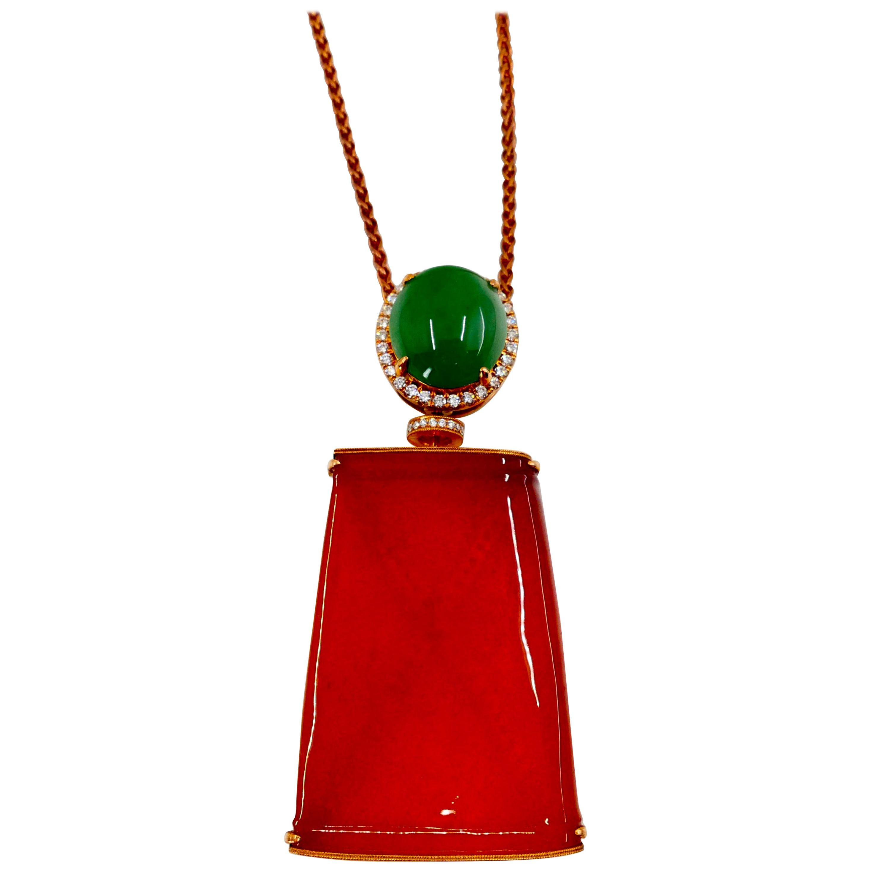 Robert Vogelsang Tourmaline Drop Jade Buddha Diamond Rose Gold Pendant