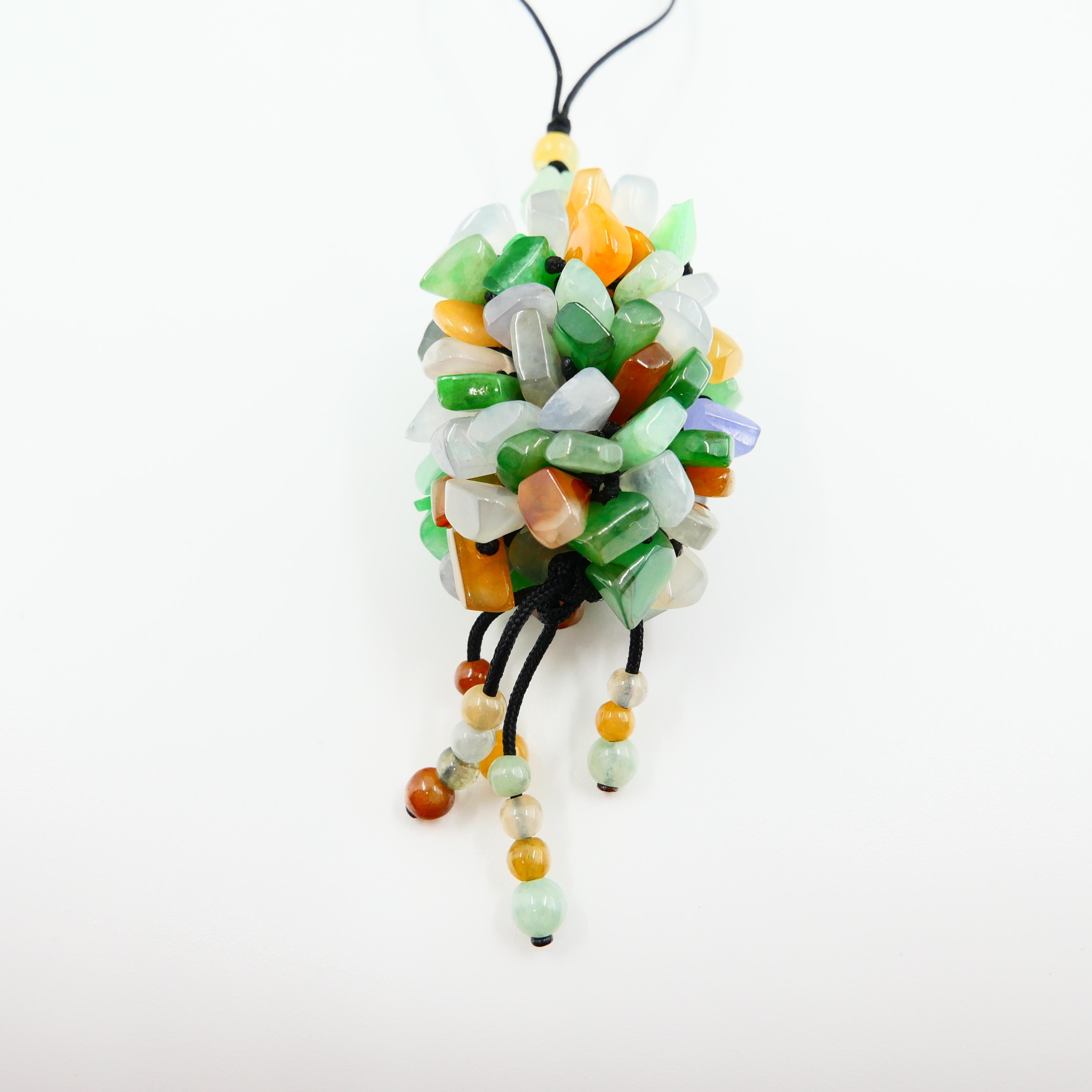 Certified Natural Jadeite Jade Drop Pendant Necklace, Handbag Charm, Apple Green For Sale 2