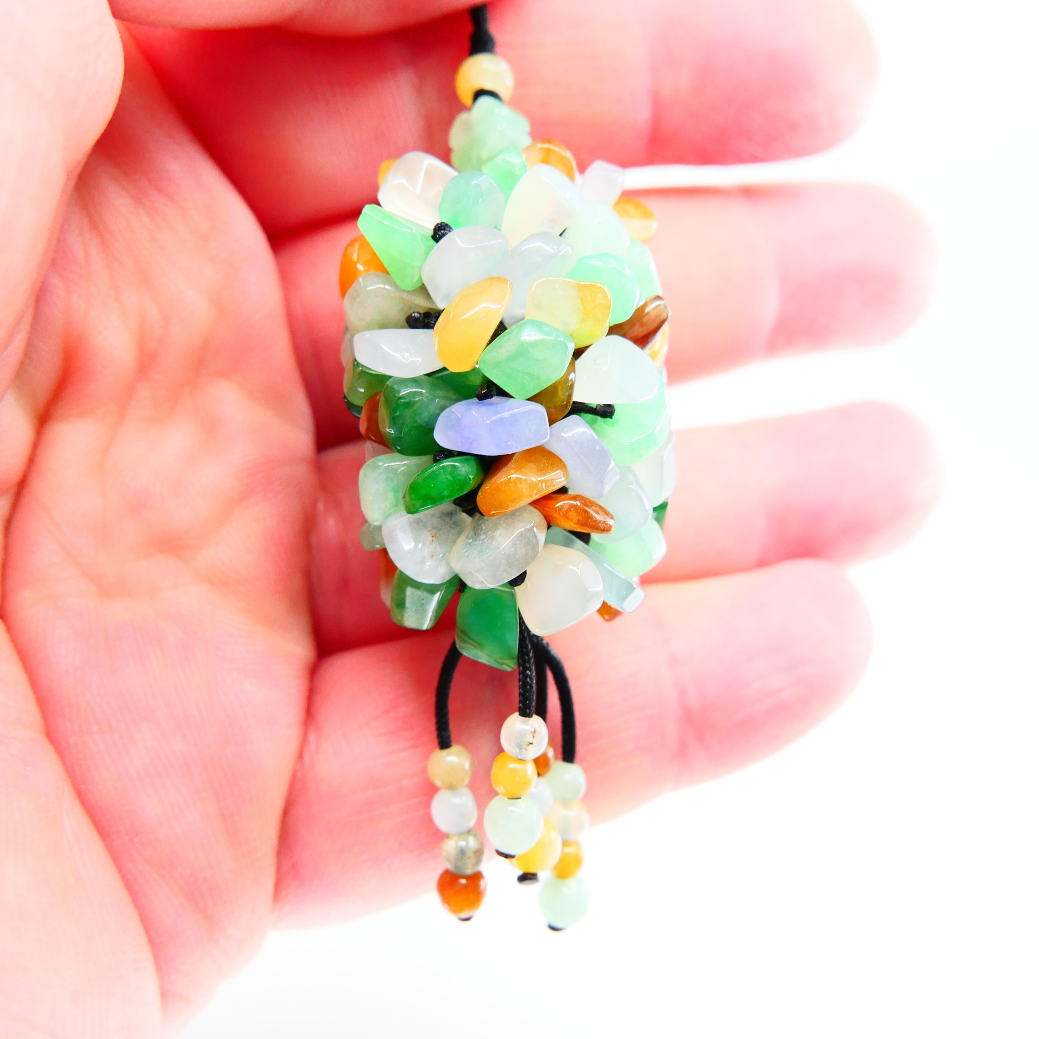 Certified Natural Jadeite Jade Drop Pendant Necklace, Handbag Charm, Apple Green For Sale 3