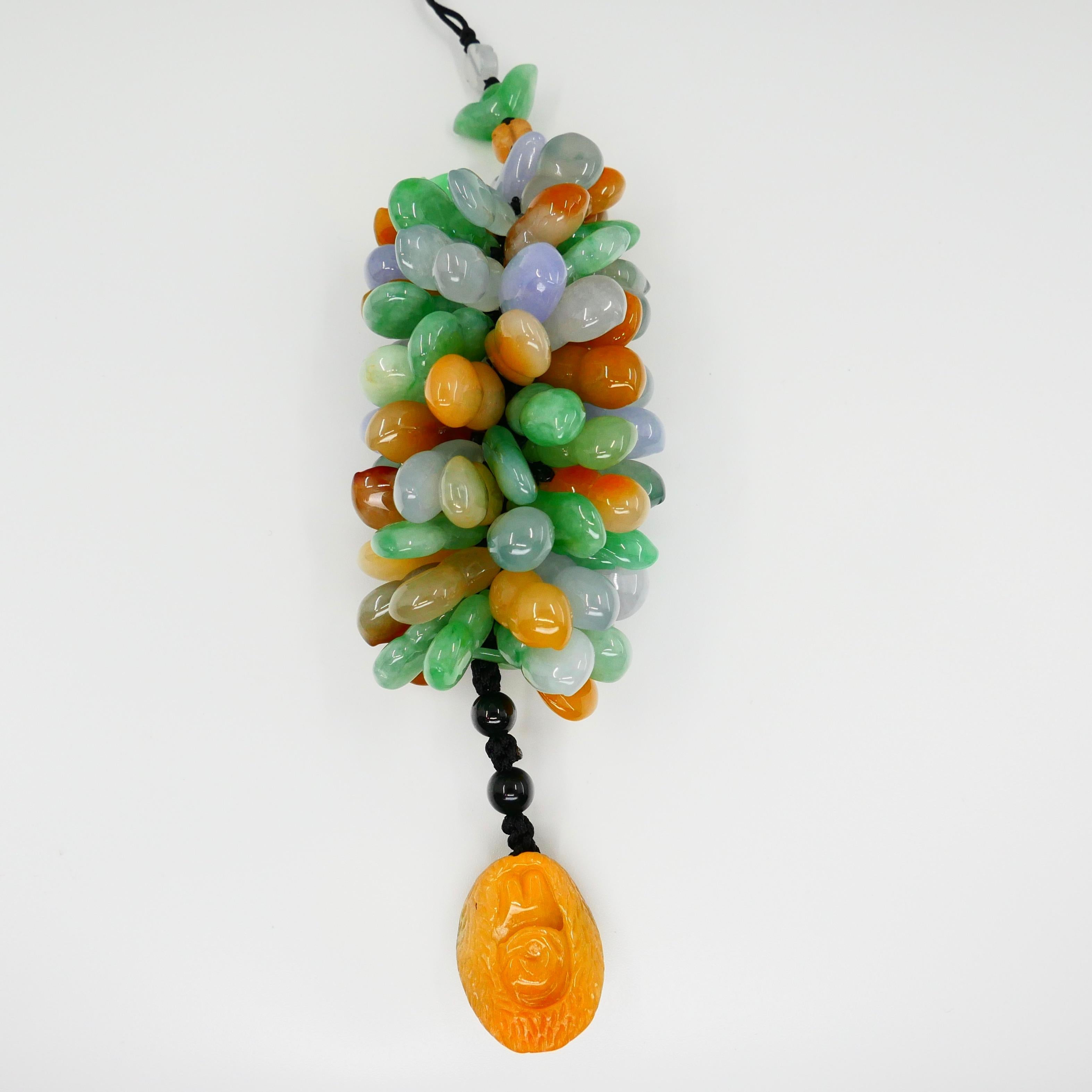 Certified Natural Jadeite Jade Drop Pendant Necklace, Handbag Charm, Apple Green For Sale 7