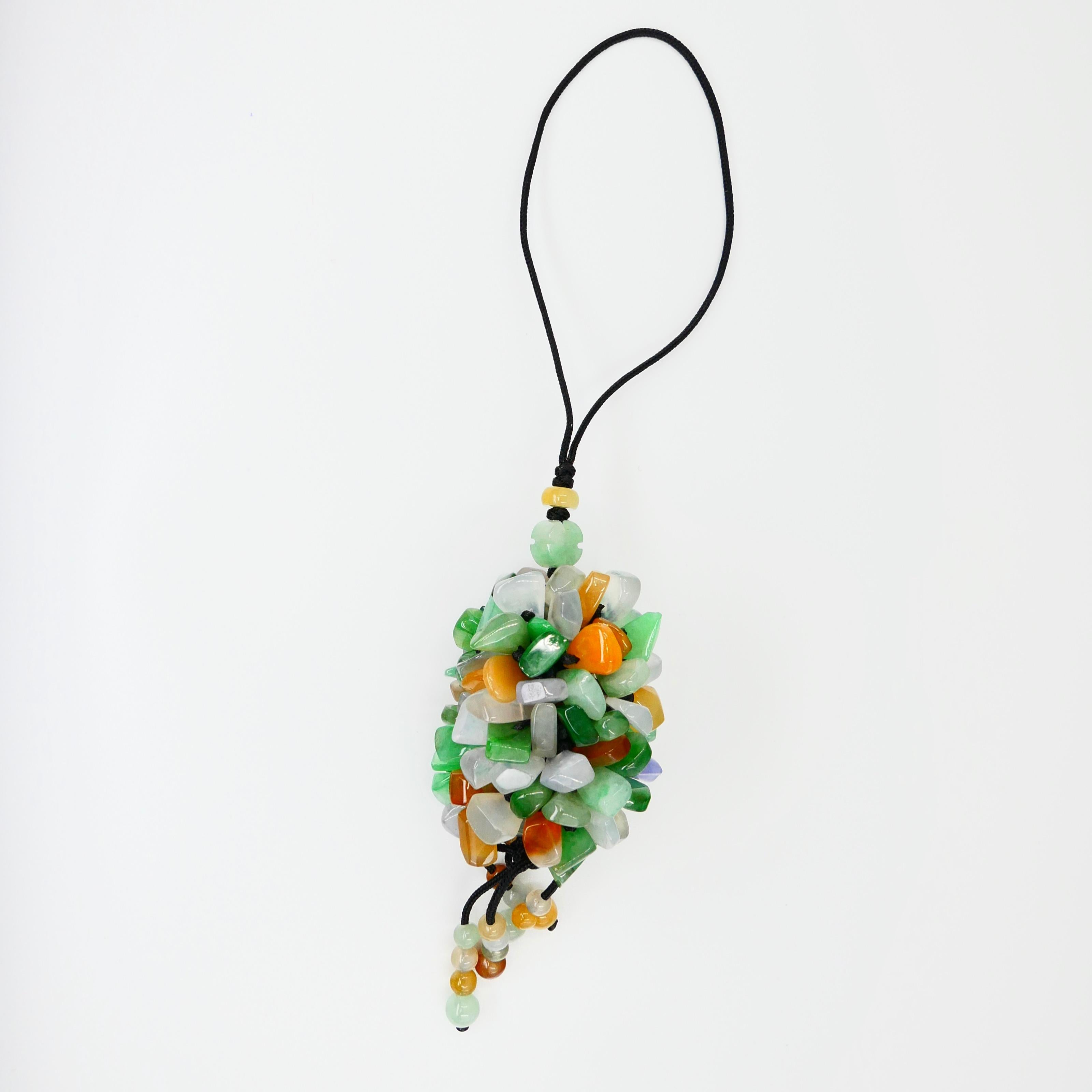 Certified Natural Jadeite Jade Drop Pendant Necklace, Handbag Charm, Apple Green For Sale 4
