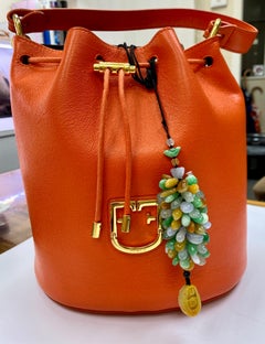 Certified Natural Jadeite Jade Drop Pendant Necklace, Handbag Charm, Apple Green