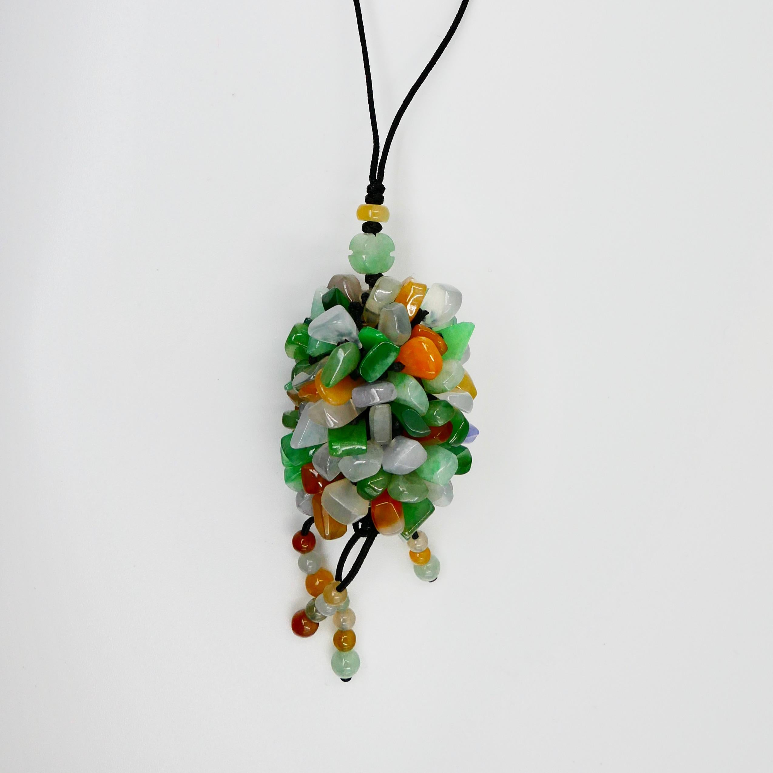Certified Natural Jadeite Jade Drop Pendant Necklace, Handbag Charm, Apple Green For Sale 1