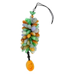 Used Certified Natural Jadeite Jade Drop Pendant Necklace, Handbag Charm, Apple Green