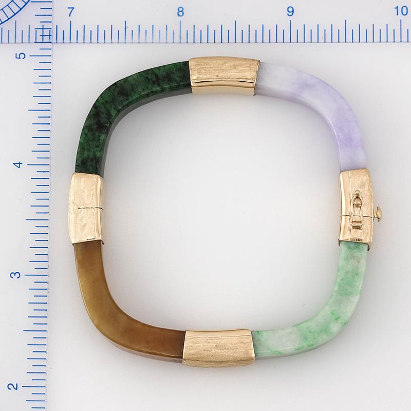 Certified Natural Jadeite Jade 'Four Seasons' Hinged Bangle by Mason-Kay Jade In New Condition For Sale In Littleton, CO