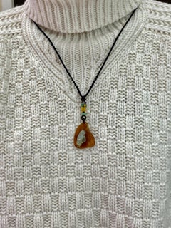 Certified Natural Jadeite Jade Pendant Necklace, Crab Motif, Adjustable Cord