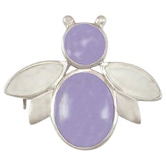 Certified Natural Lavender and Ice Jade Designer Bee Pin