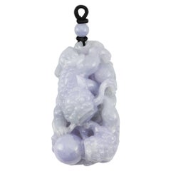 Certified Natural Lavender Jade Carved Pendant