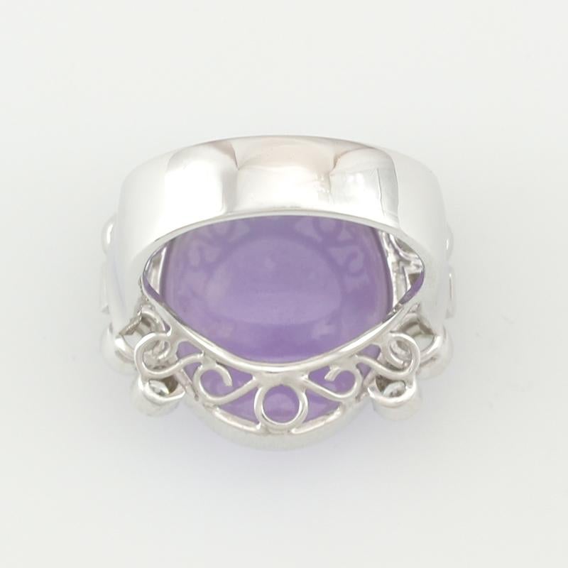 Cabochon Certified Natural Lavender Jadeite Jade Designer Ring For Sale