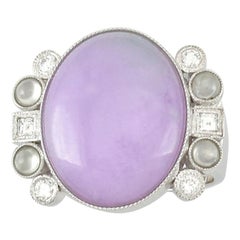 Certified Natural Lavender Jadeite Jade Designer Ring