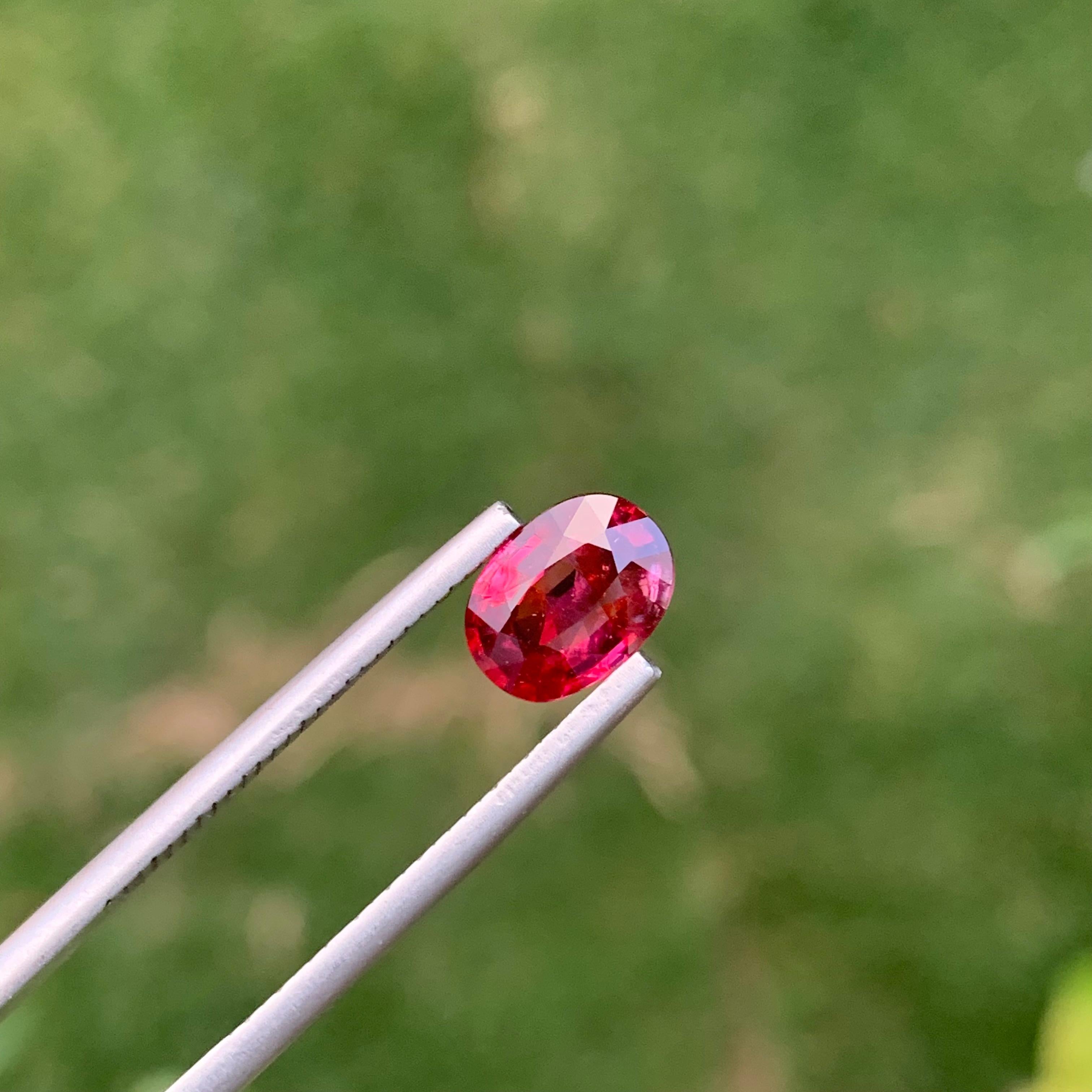 Arts and Crafts Certified Natural Loose 1.79 Carat Lustrous Ruby Oval Shape Gem From Africa  For Sale