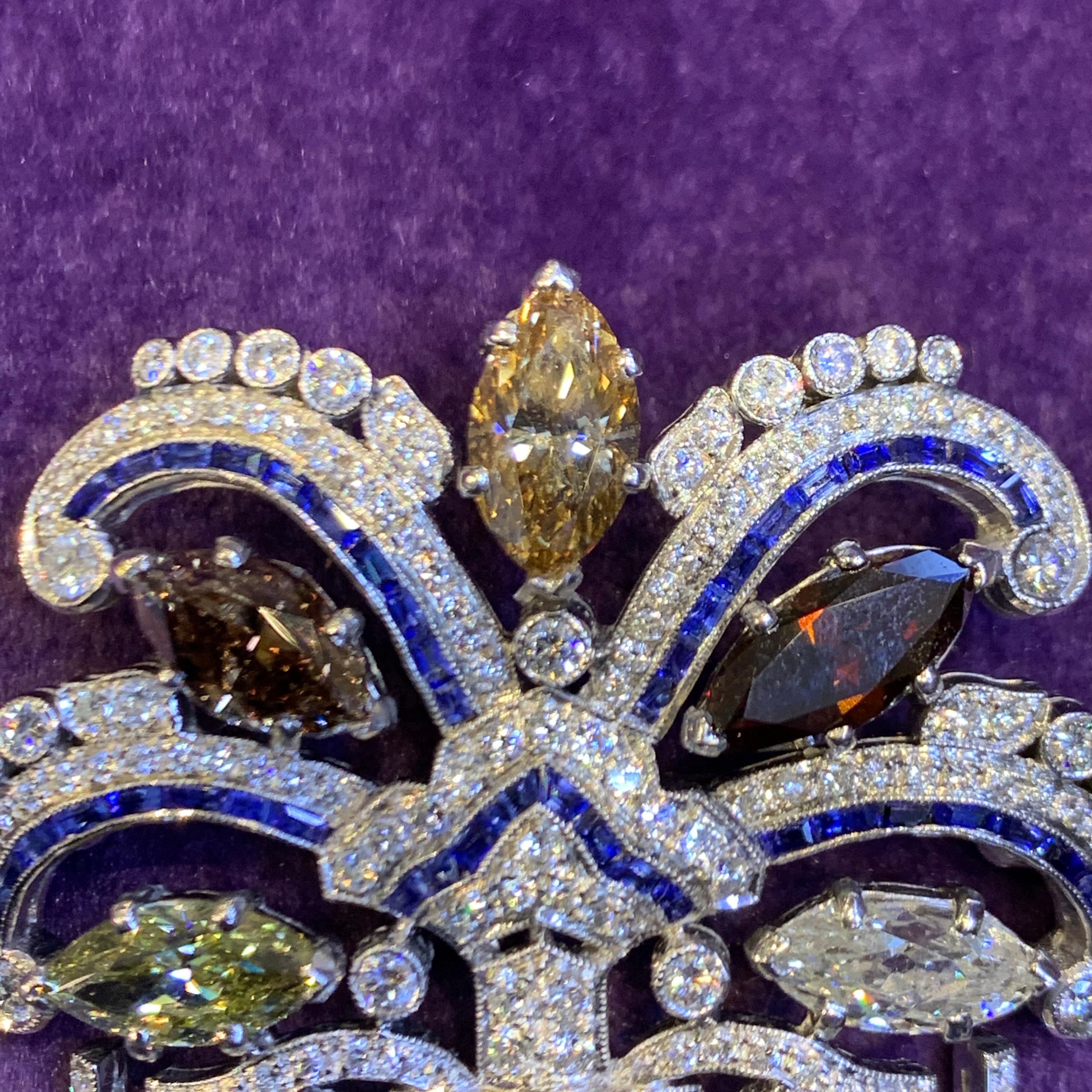 Femenino o masculino Broche de diamante fantasía multicolor natural certificado en venta