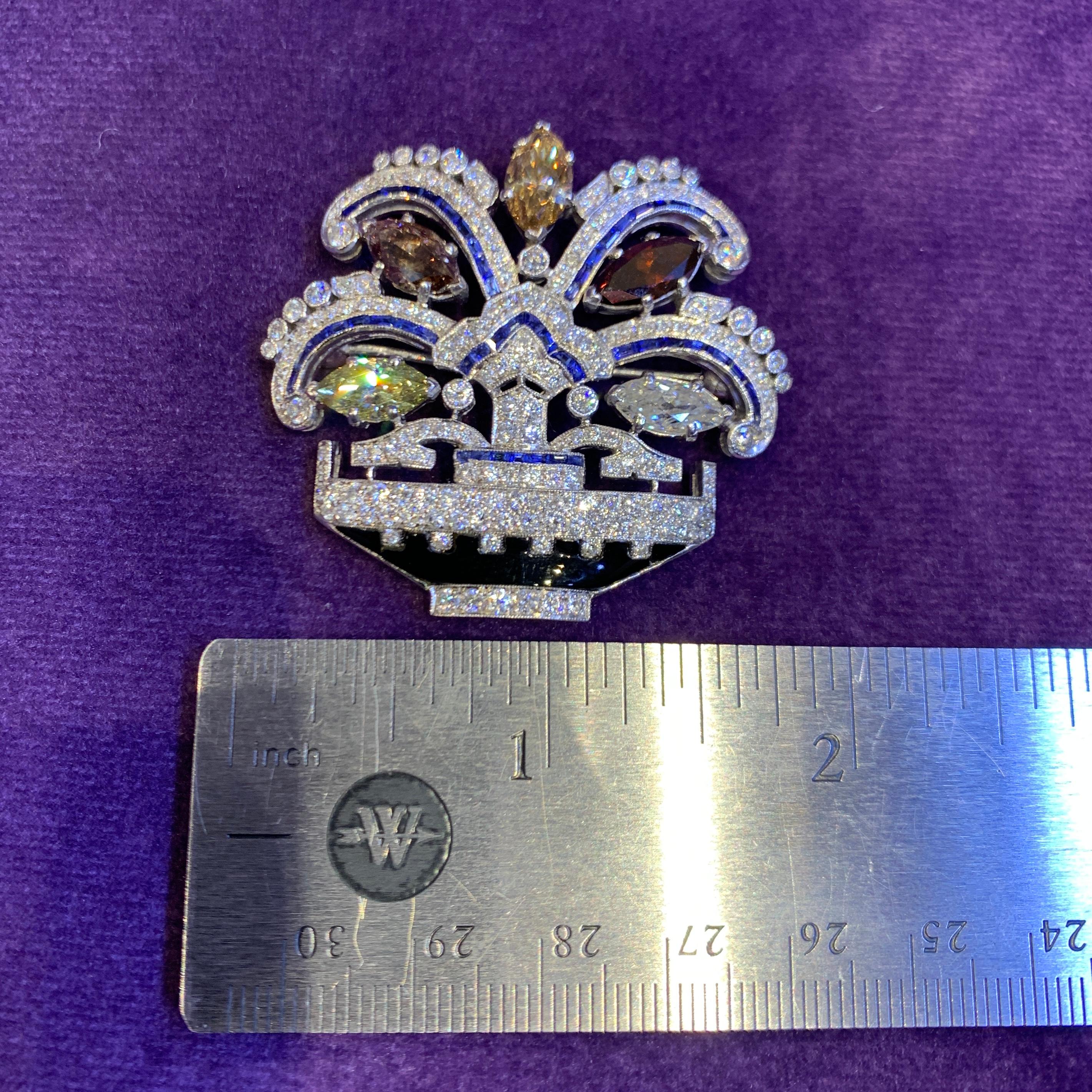 Broche de diamante fantasía multicolor natural certificado en venta 2