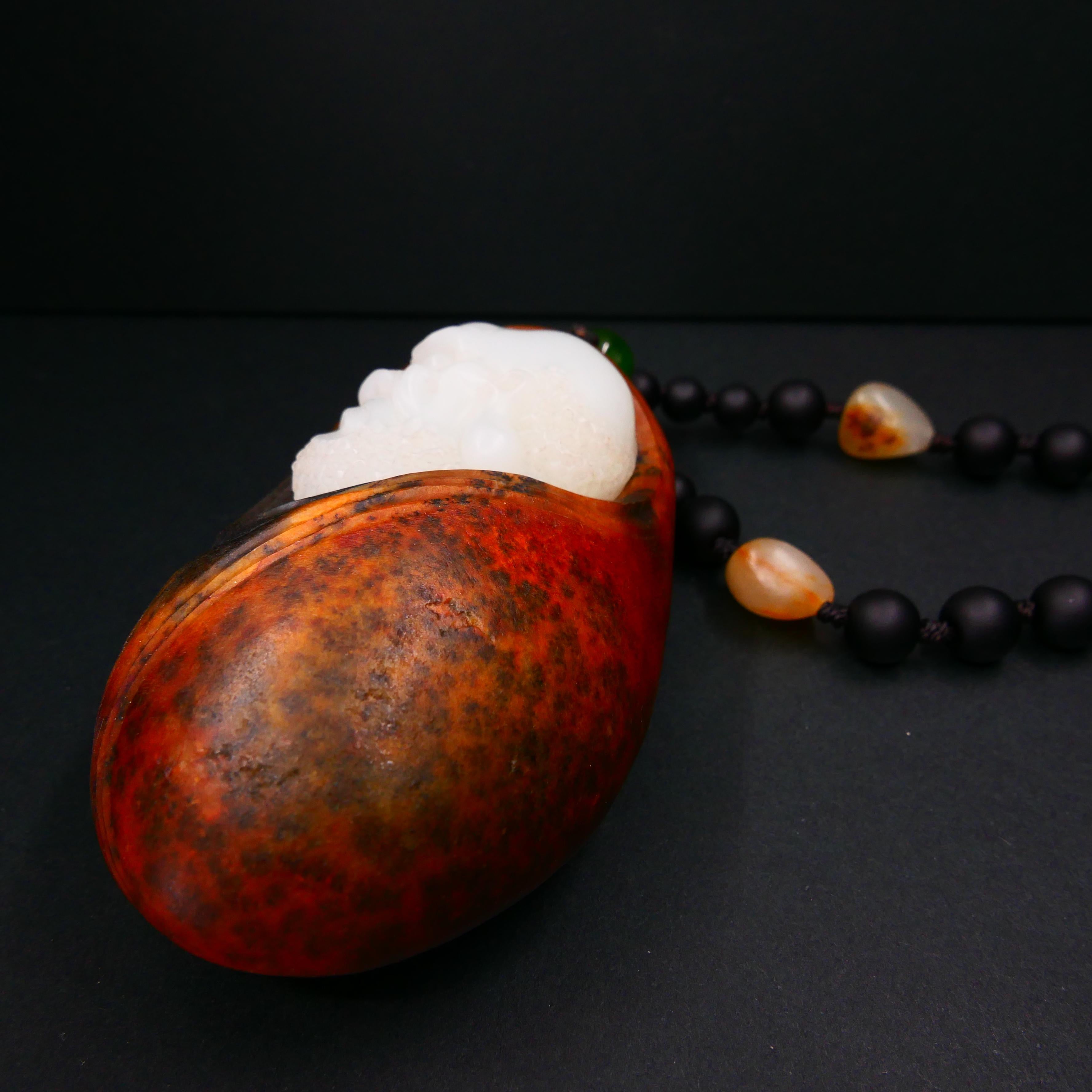 Certified Natural Nephrite Jade Carving, True Mutton Fat Jade, Bodhidharma, 達摩 7
