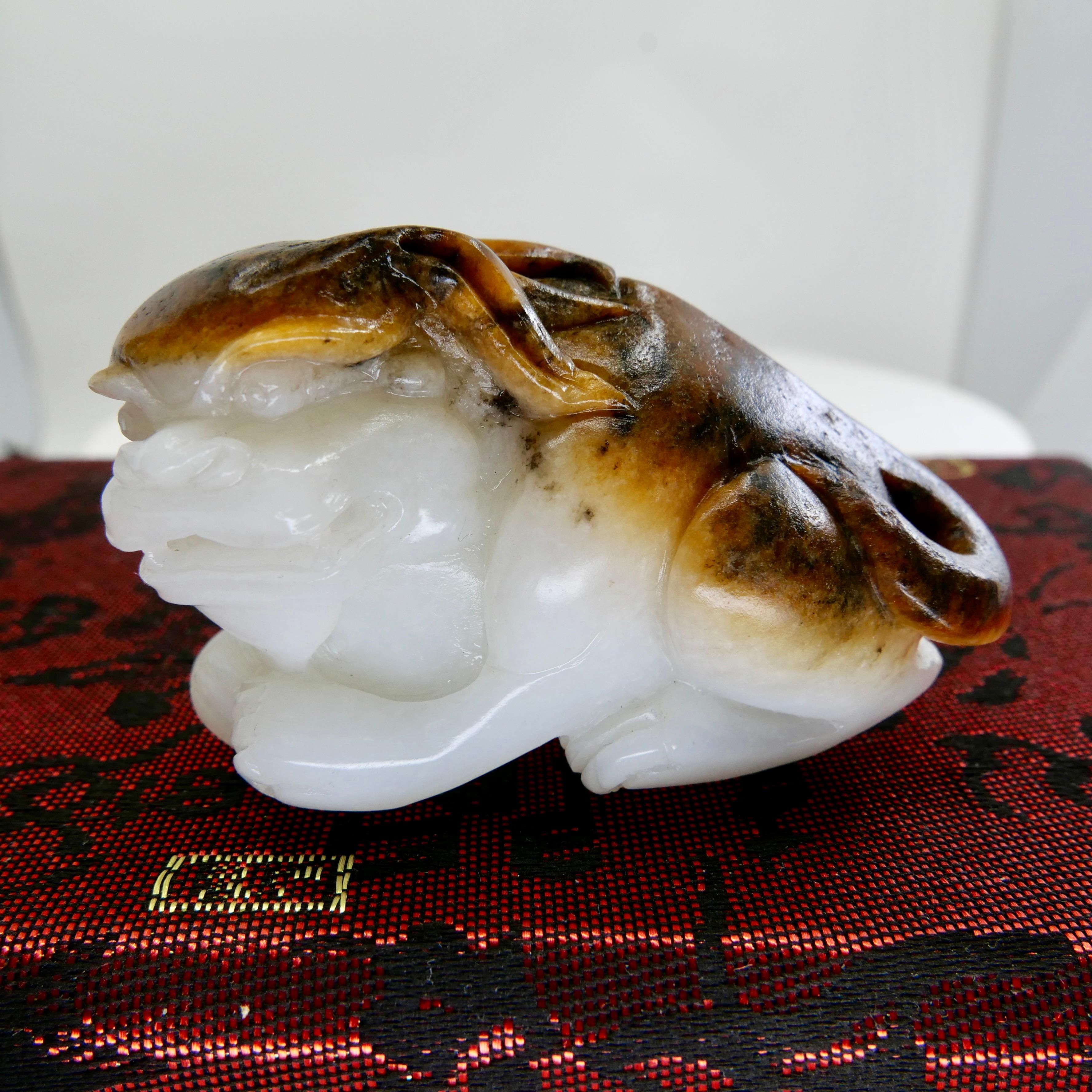 Certified Natural Nephrite Jade Mythical Beast, Hetian River Pebble Material For Sale 4