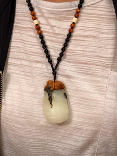 Certified Natural Nephrite Jade Pendant Necklace, True Mutton Fat Jade