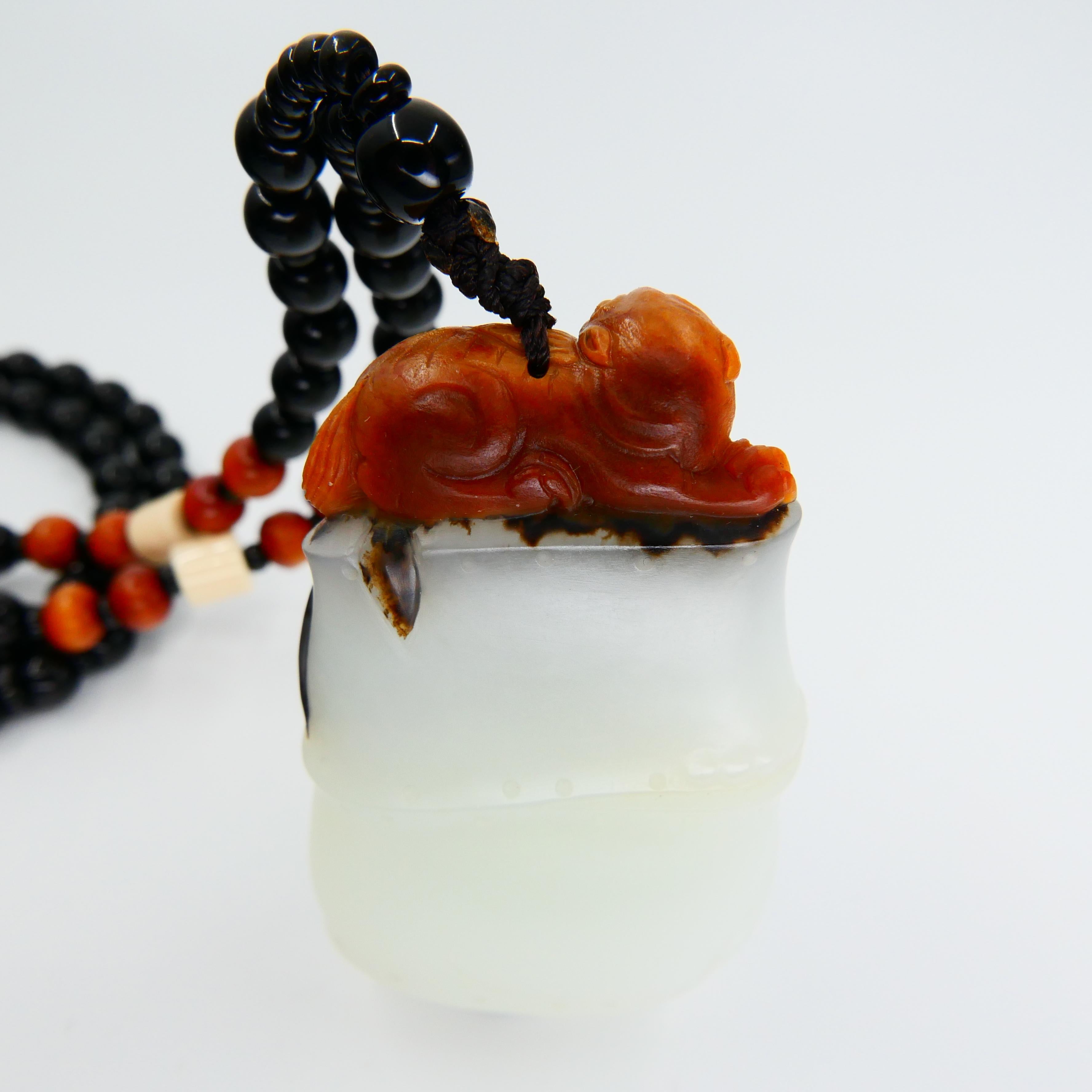 Certified Natural Nephrite Jade Pendant Necklace, True Mutton Fat Jade In New Condition For Sale In Hong Kong, HK