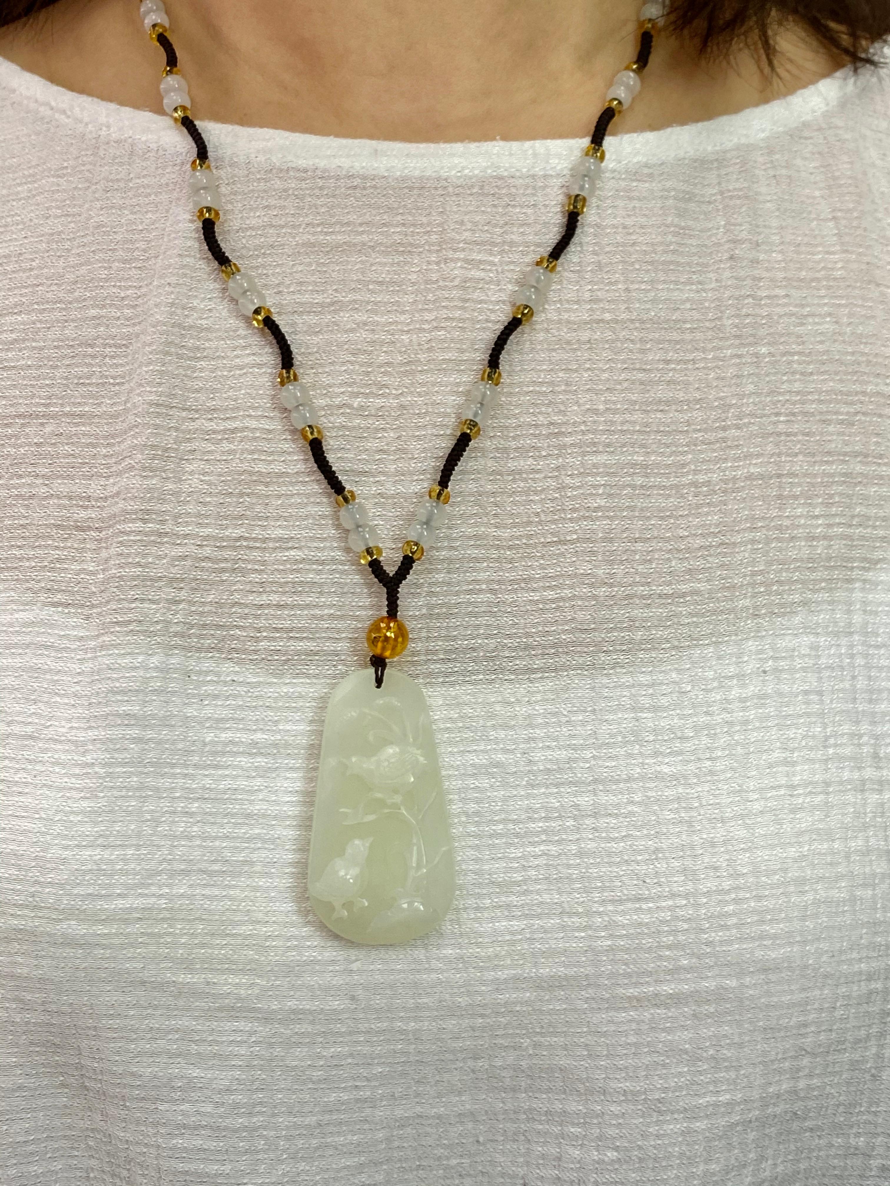 Hand Carved Natural Hetian Nephrite Jade Scorpion Pendant Necklace w certificate 