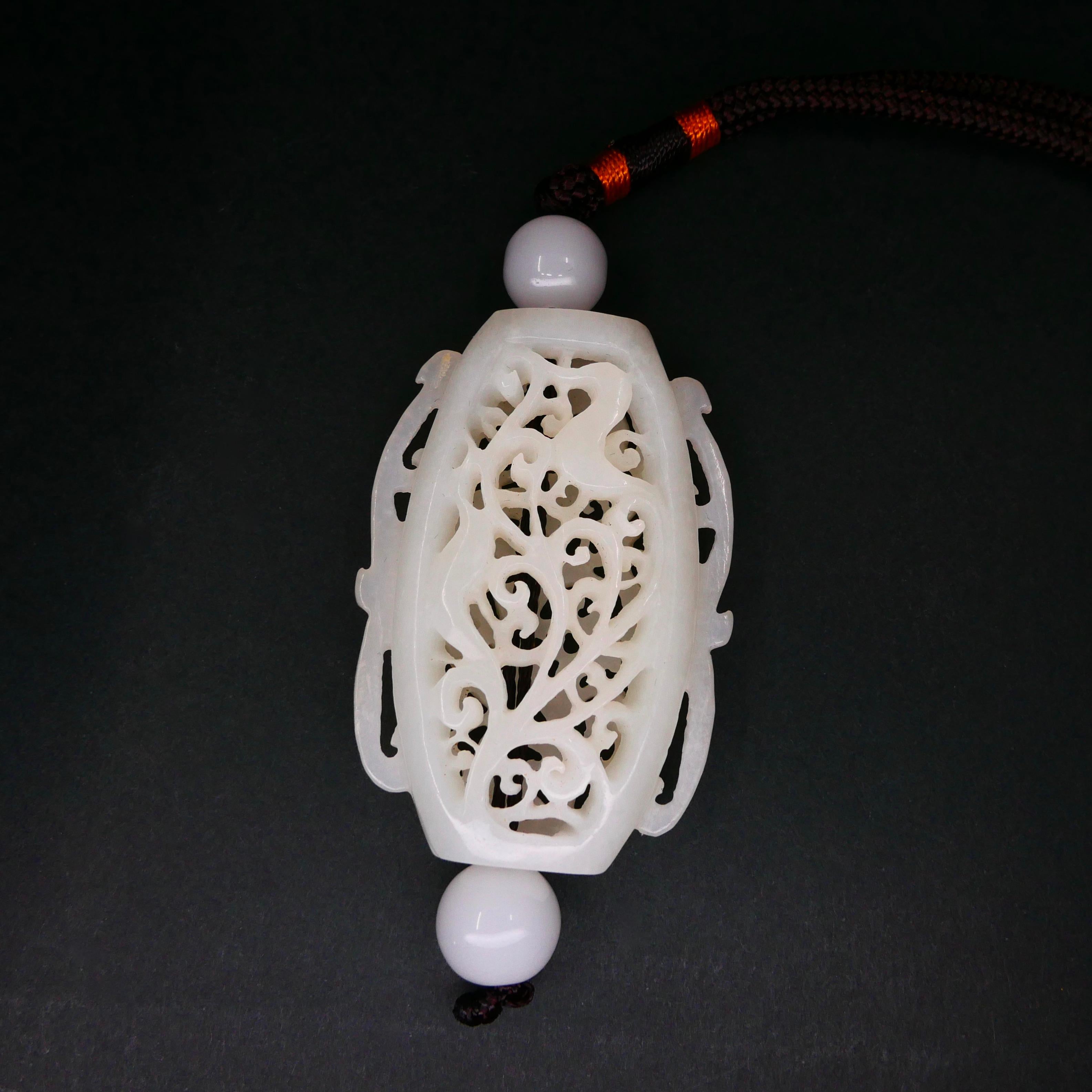 Certified Natural Nephrite White Jade Handheld Decoration Can Convert to Pendant For Sale 5