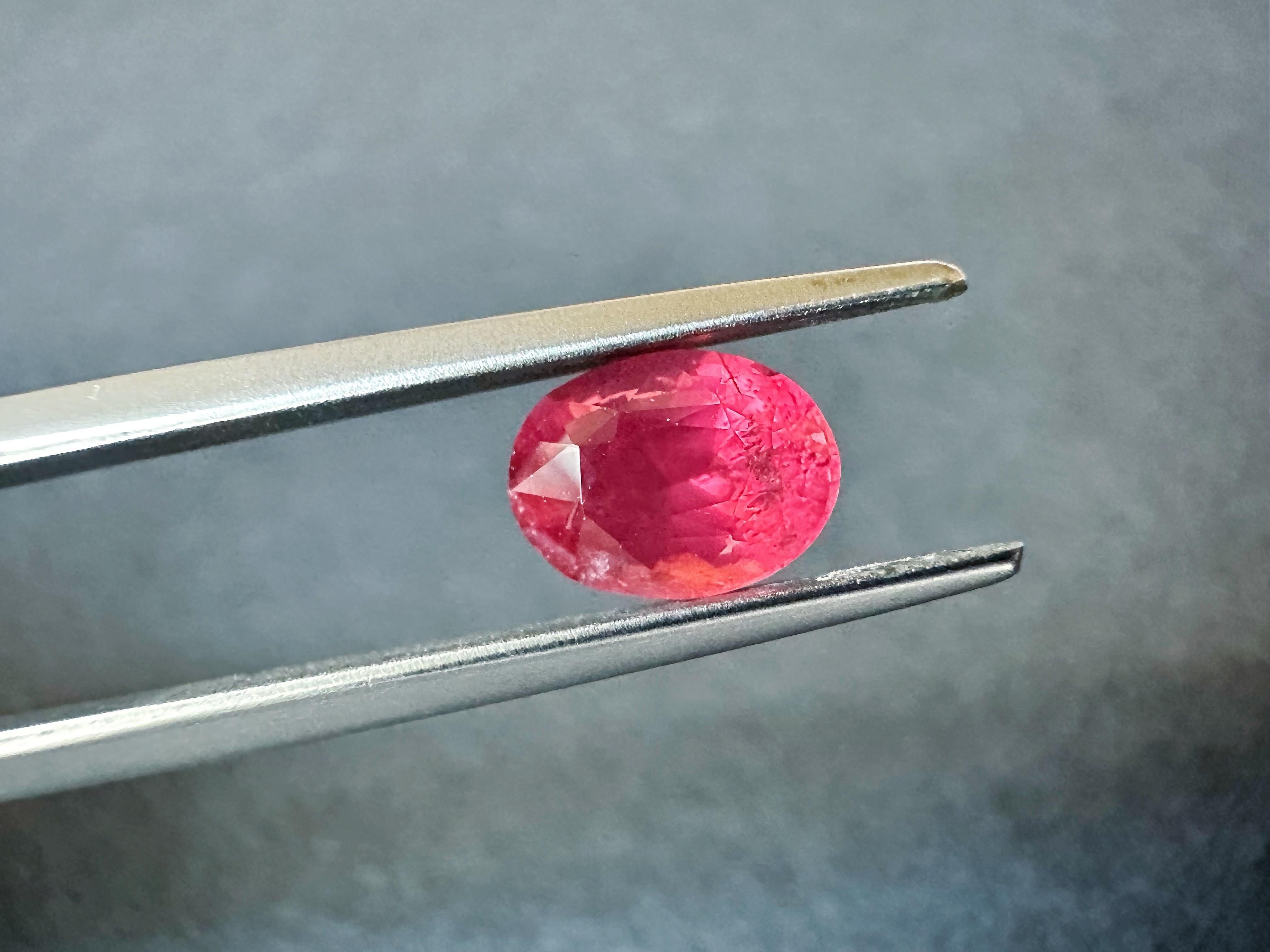 Artisan Certified Natural Orangy Red Mahenge Spinel Loose Stone, Great Neon Color Spinel For Sale
