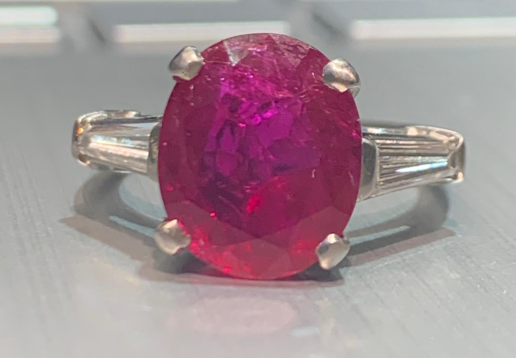 Women's Certified Natural Oval Cut Ruby and Diamond Ring
