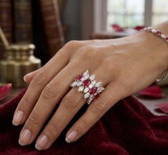 Oval shape Unheated Mozambique Ruby 2.37 ct Contemporary Cocktail Ring 18K Gold