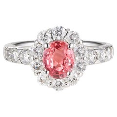 Certified Natural Padparadscha Sapphire Diamond Ring - Rare
