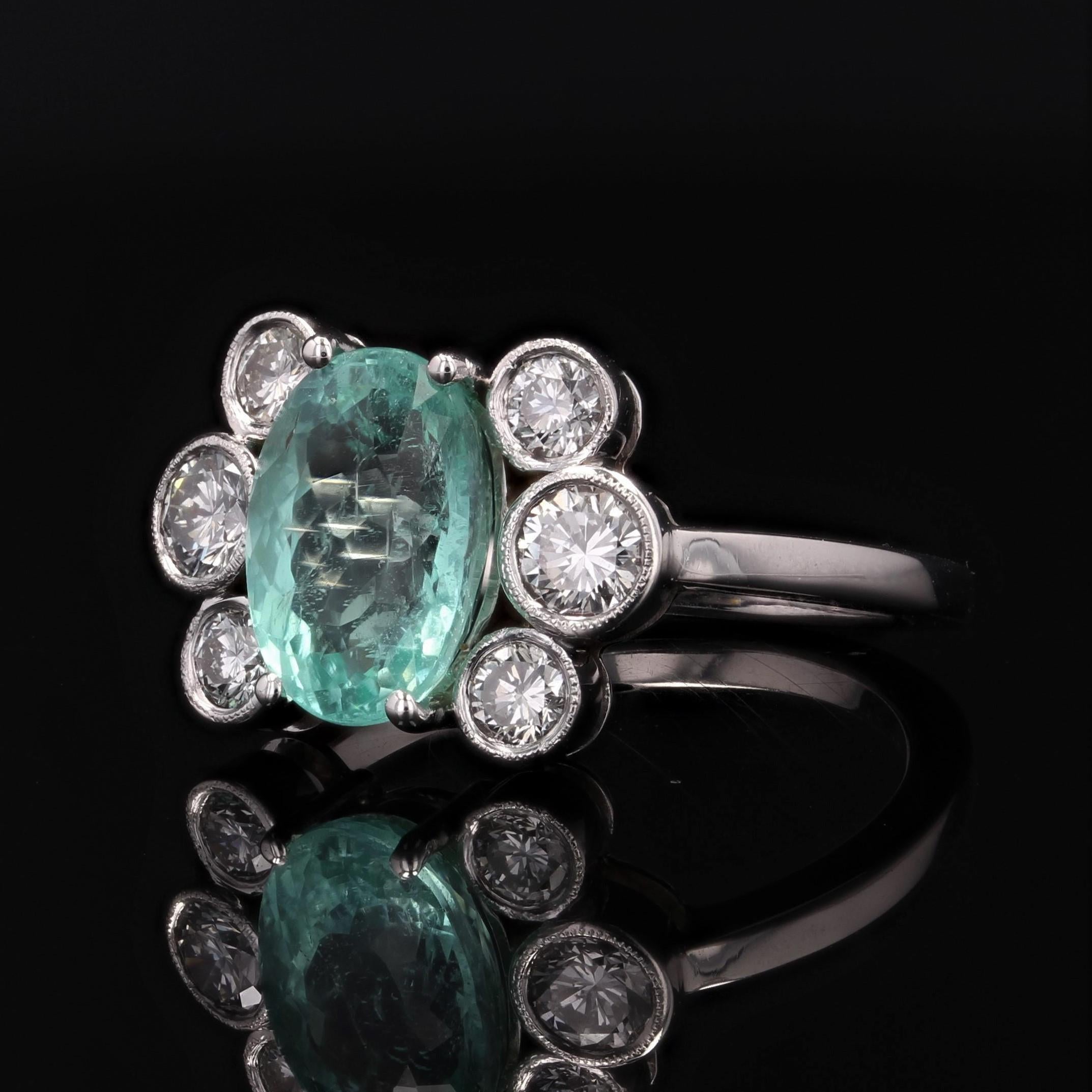 Zertifizierter Ring aus 18 Karat Weigold mit natrlichem Paraiba-Turmalin und Diamanten im Angebot 2