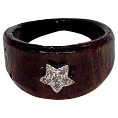 Bague étoile en bois et argent 925 certifiée naturellement pavé de diamants