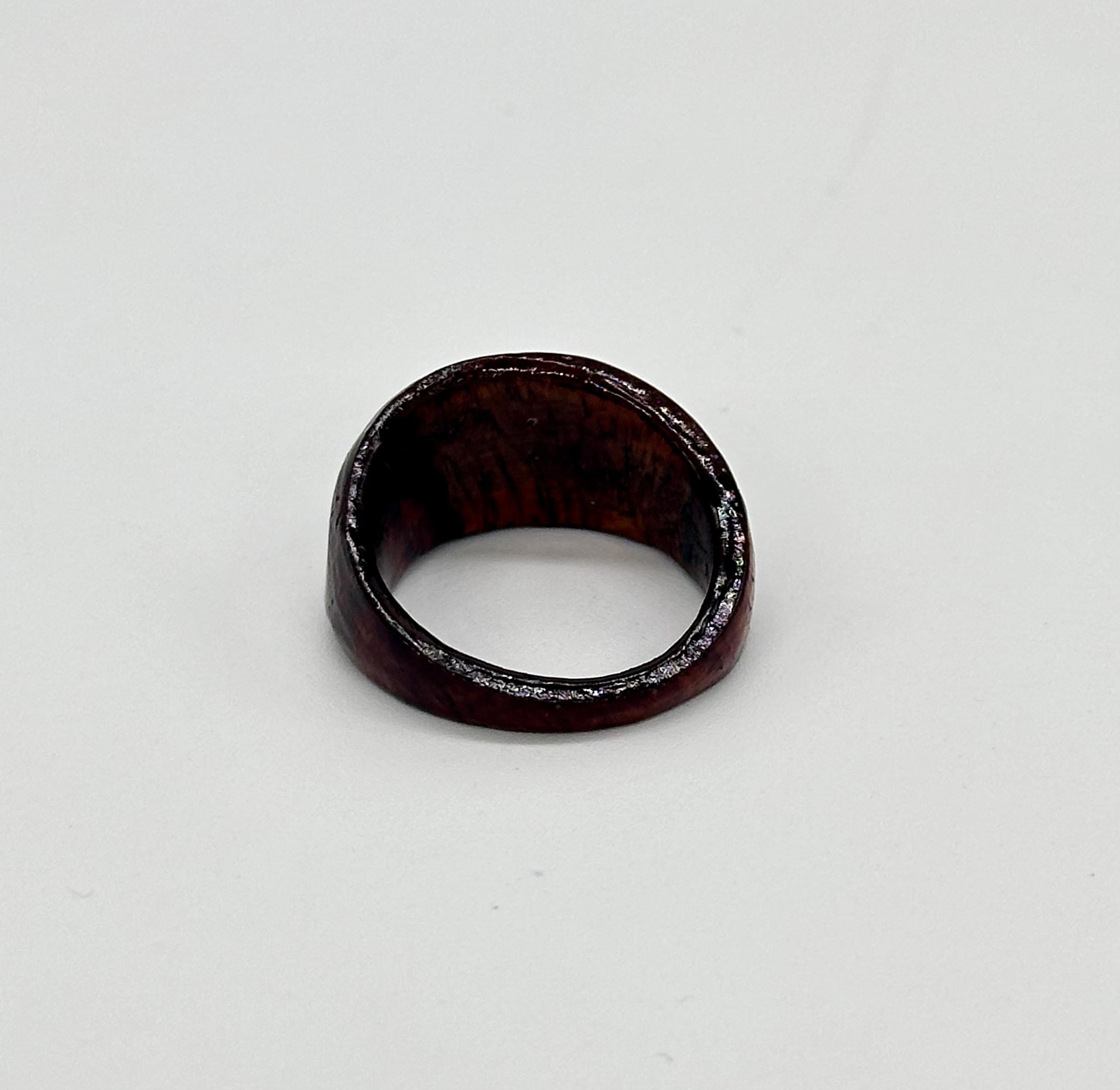 Women's or Men's Certified natural pave diamond sunburst 925 silver wooden ring For Sale