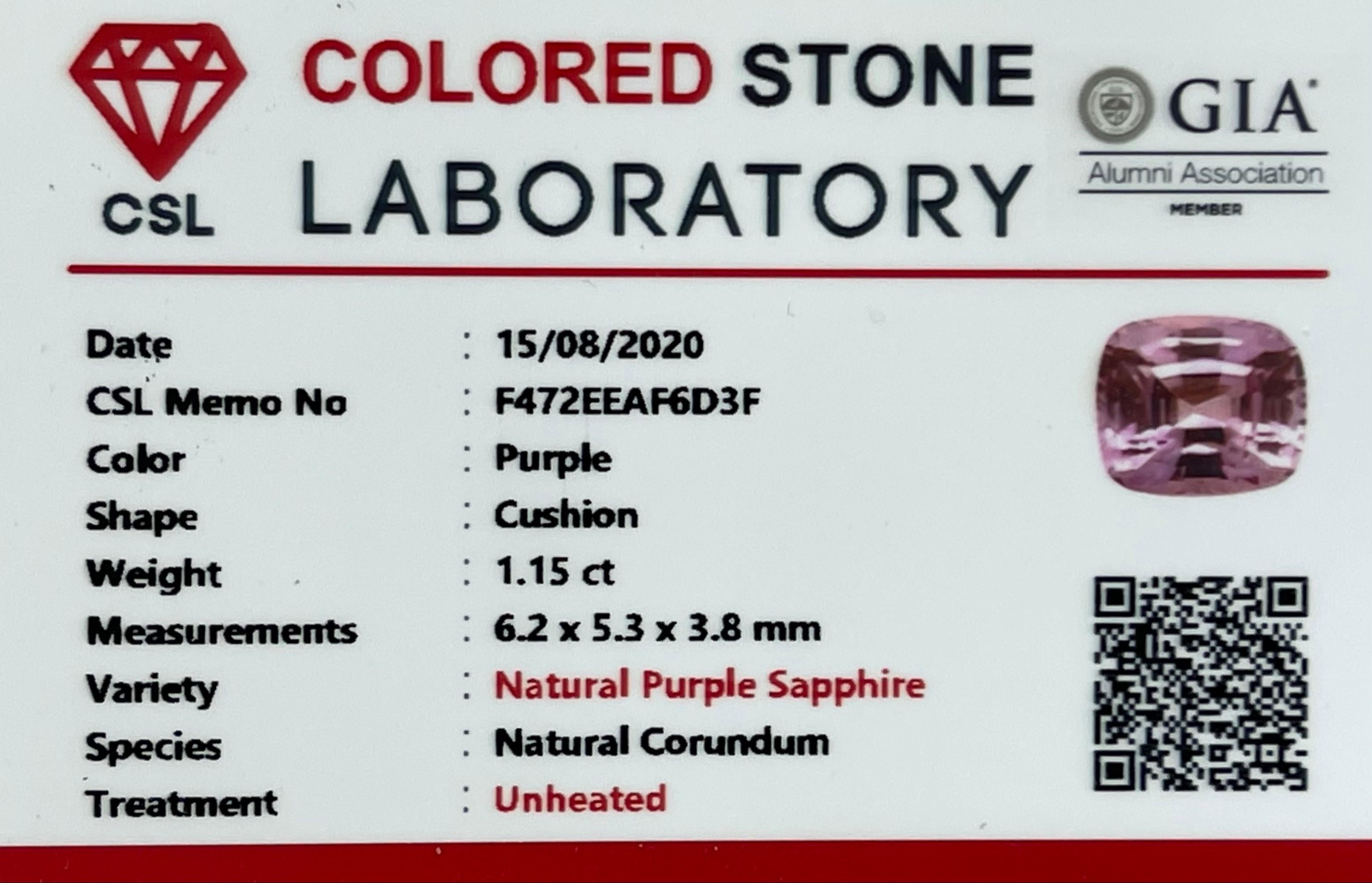 Cocktailring, zertifizierter natürlicher rosa lila unbehandelter Saphir & Diamant im Rosenschliff im Angebot 11