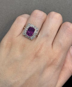 Certified Natural Pink Sapphire and Diamond Ring