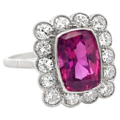 Certified Natural Pink Sapphire and Diamond Ring