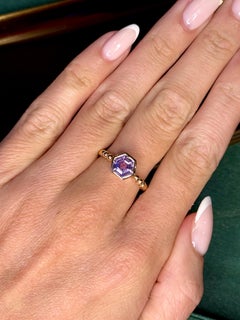 Certified Natural Purple Sapphire Hex Ring