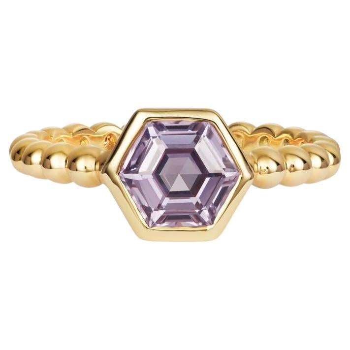 Bague hex en saphir violet naturel certifié 