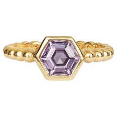 Certified Natural Purple Sapphire Hex Ring 