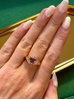 Certified Natural Purple Sapphire Signet Ring