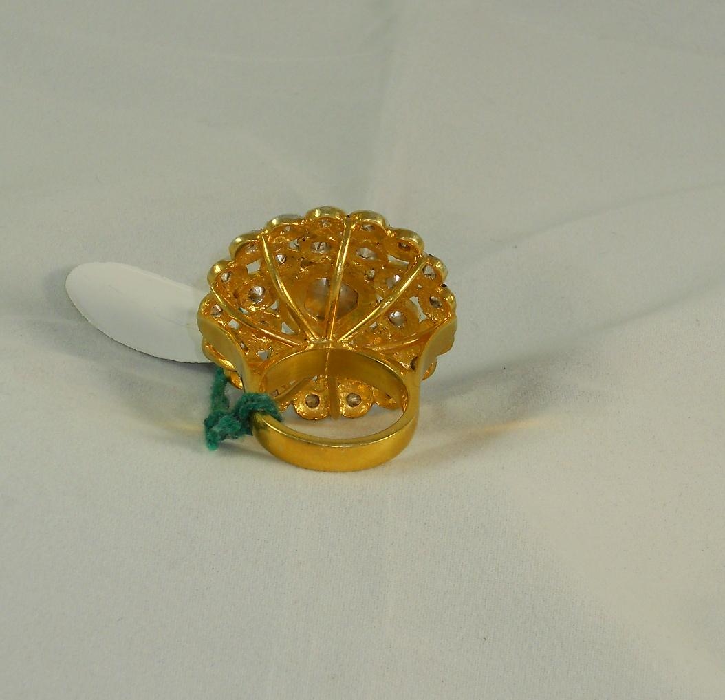 Uncut Certified natural real 4.77carats uncut diamonds 18K gold silver ring For Sale