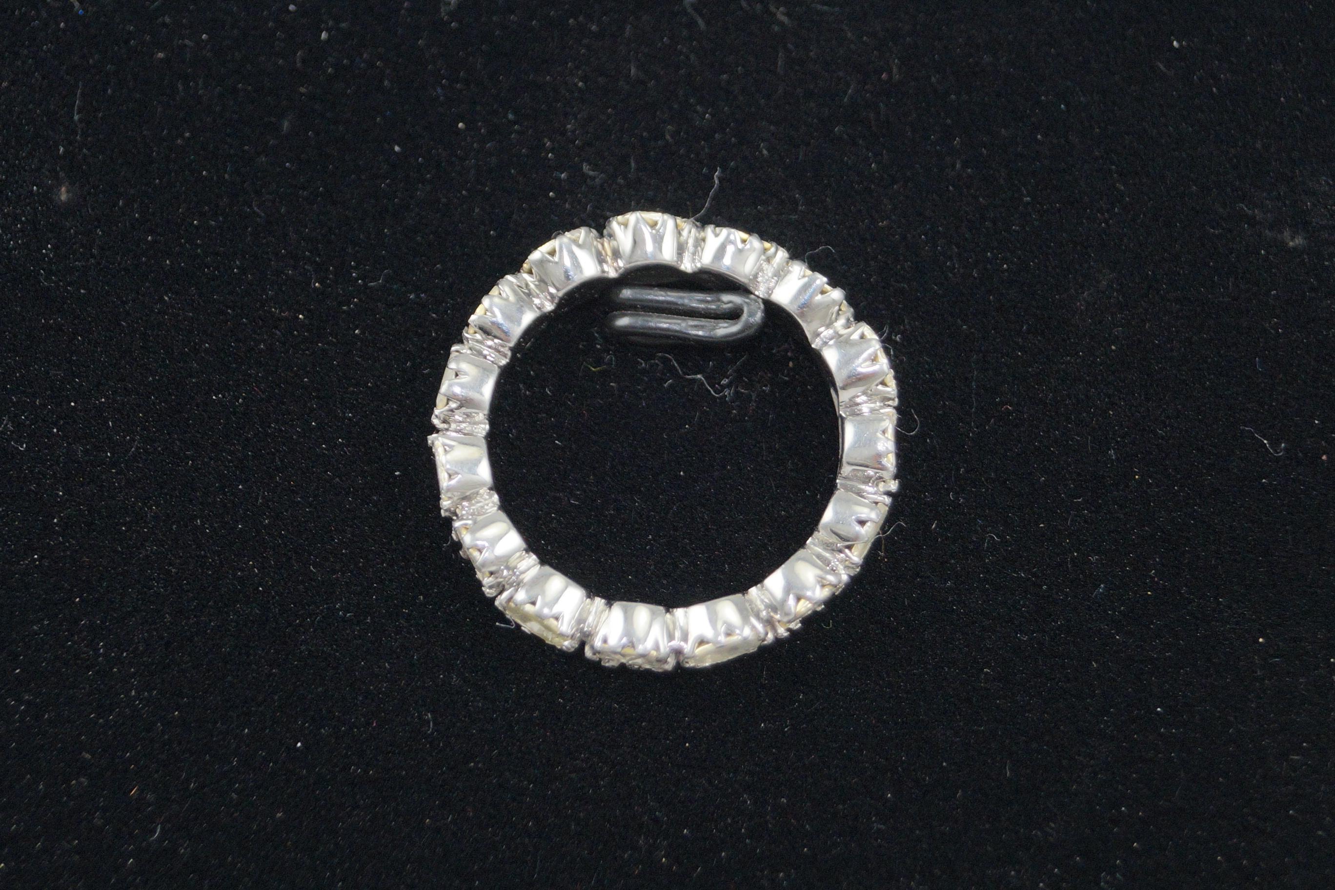 Certified natural real uncut diamond oxidized sterling silver ring eternity band 1